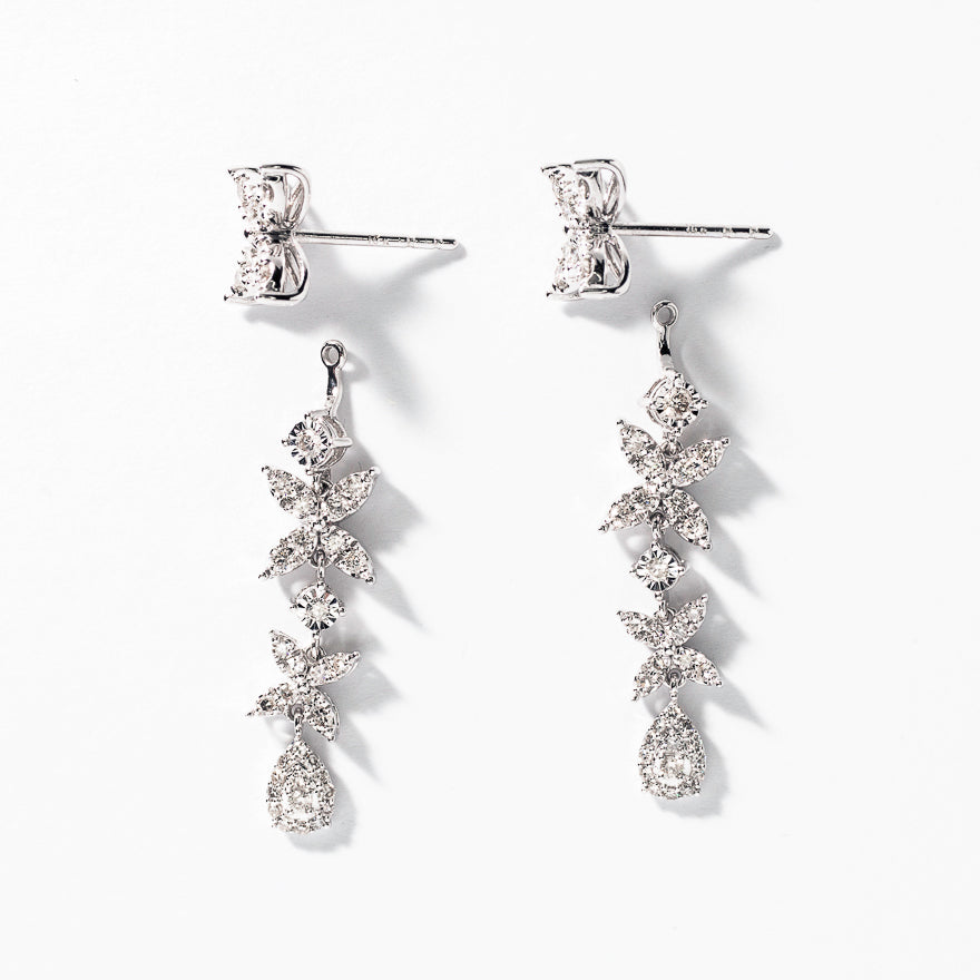 Multi-Look Diamond Cluster Earrings in 10K White Gold (1.00 ct tw)