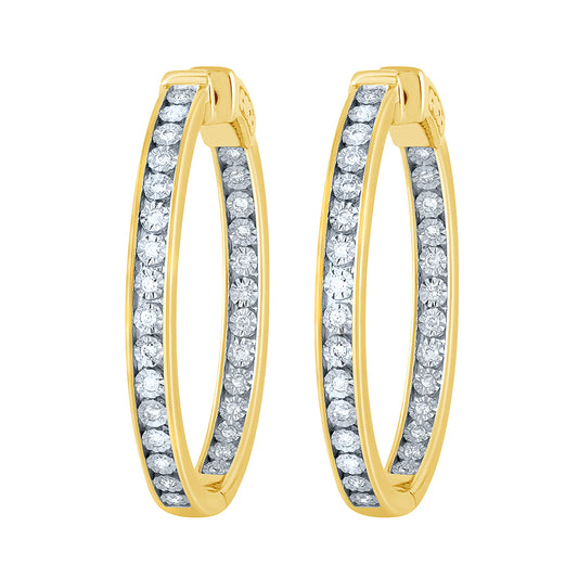 Diamond Hoop Earrings in 10K Yellow and White Gold (0.40 ct tw)