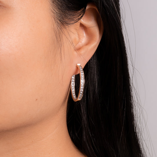 Diamond Hoop Earrings in 10K Yellow and White Gold (0.40 ct tw)