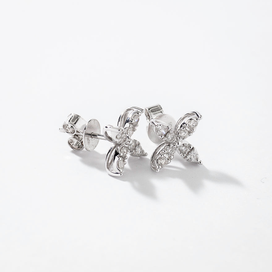 Diamond Cluster Stud Earrings in 10K White Gold (0.40 ct tw)