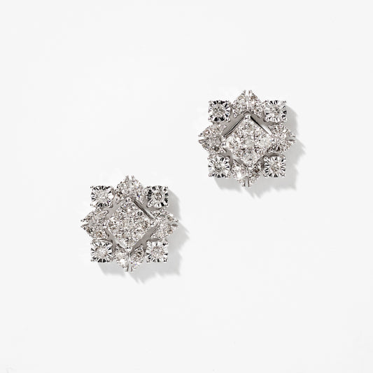 Multi-Look Diamond Cluster Earrings in 10K White Gold (0.75 ct tw)