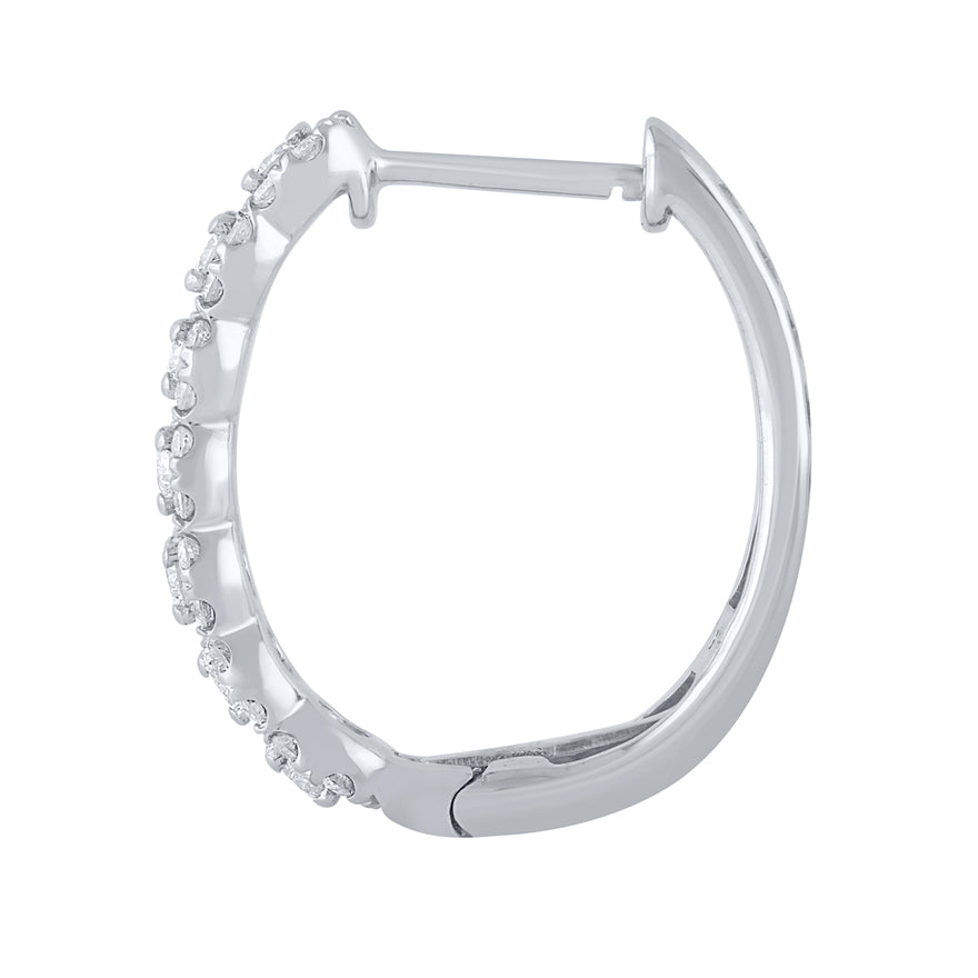 Diamond Cluster Hoop Earrings in 10K White Gold (1.00 ct tw)