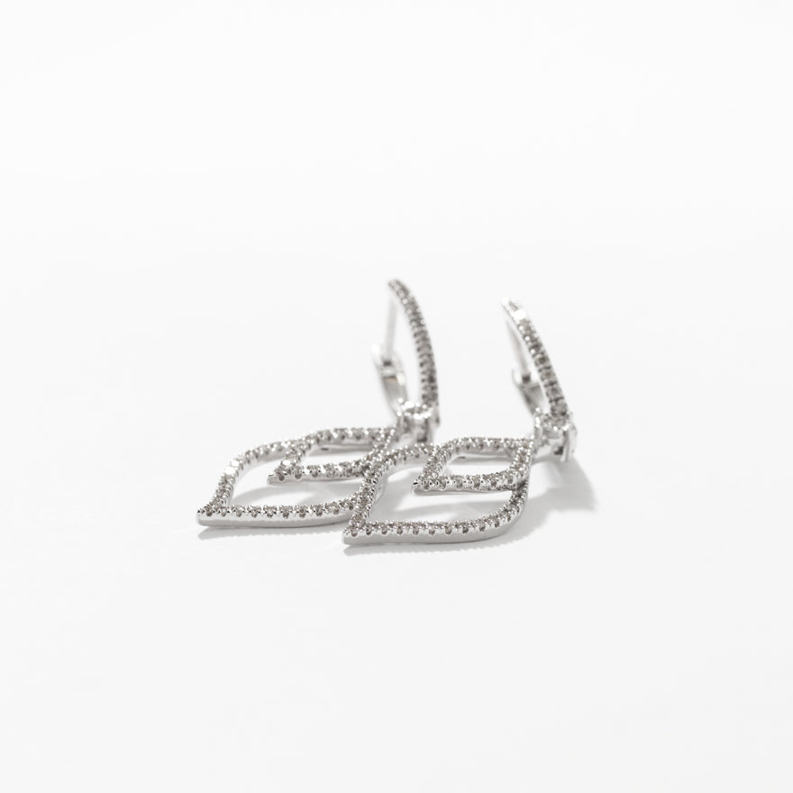 Double Loop Dangling Teardrop Earrings in 10K White Gold (0.50 ct tw)