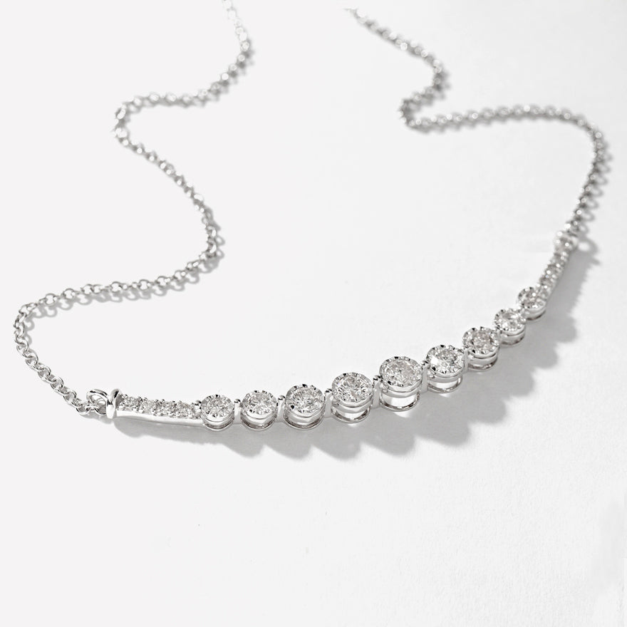 Crescent Diamond Necklace in 10K White Gold (1.00 ct tw)