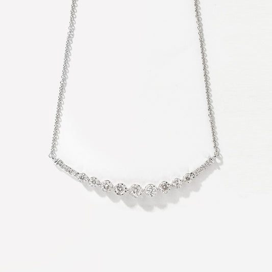 Crescent Diamond Necklace in 10K White Gold (1.00 ct tw)
