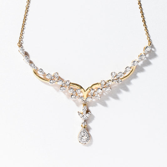 Pear Drop Diamond Necklace in 10K Yellow Gold (1.00 ct tw)