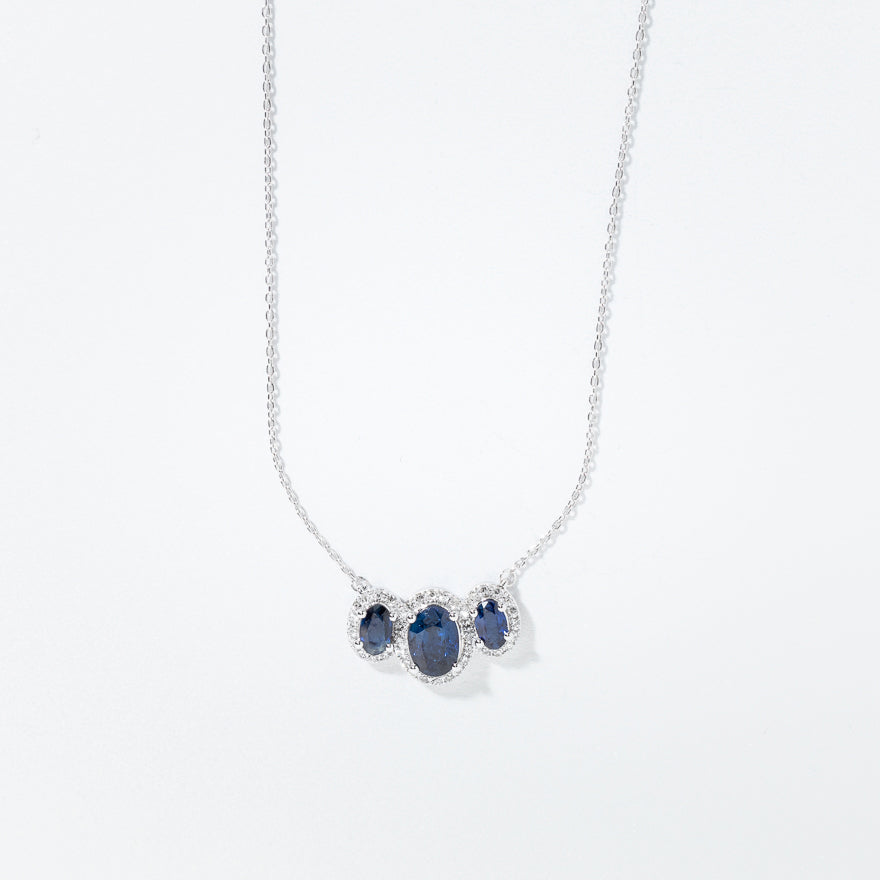 3 stone on sale sapphire necklace