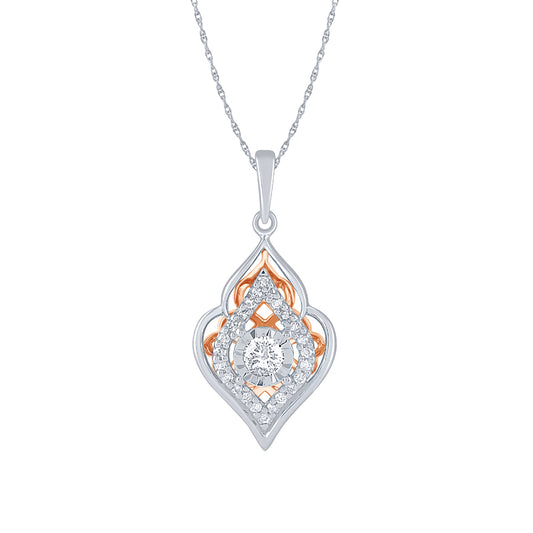 -Evelyn- Diamond Cluster Pendant Necklace in 10K White and Rose Gold (0.25 ct tw)