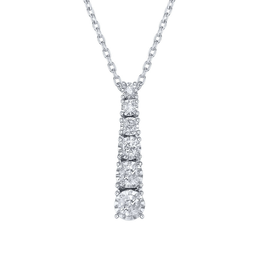 3-Stone Diamond newest Journey Pendant 10k White Gold