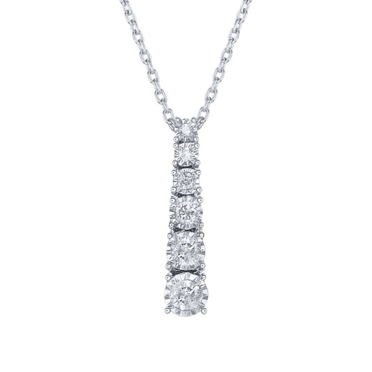 Diamond Drop Pendant in 10K White Gold (0.20 ct tw)