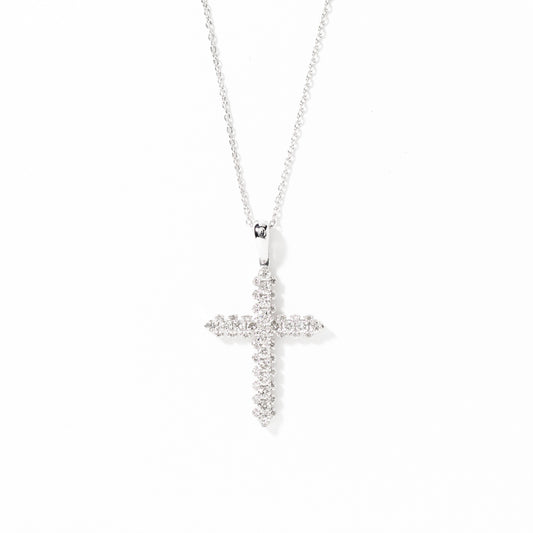 Diamond Cross Pendant Necklace in 10K White Gold (0.50 ct tw)