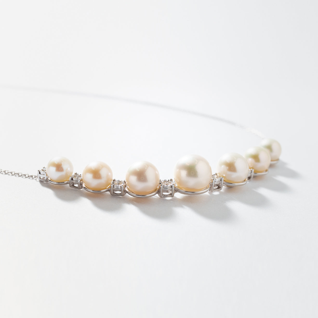 Pearl and Diamond Necklace in 10K White Gold