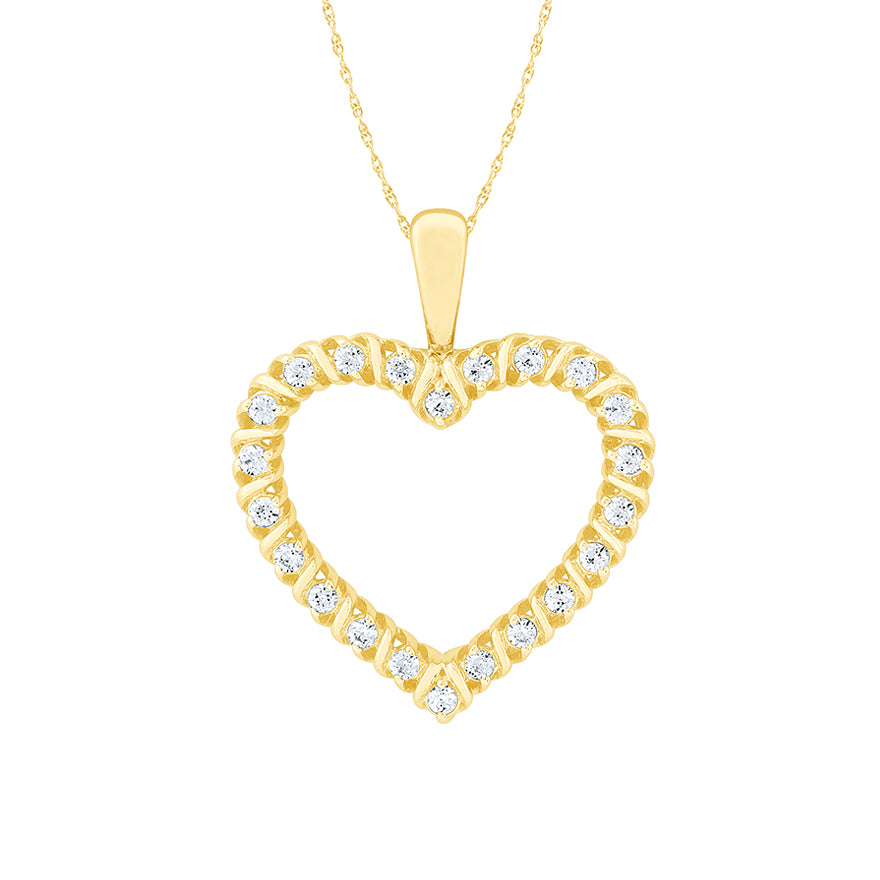 Heart Diamond Pendant Necklace in 10K Yellow Gold (0.25 ct tw)