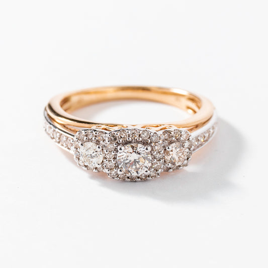 Three Stone Diamond Engagement Ring in 10K Yellow And White Gold (0.75 ct tw)