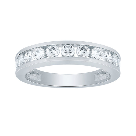 Channel Set Diamond Anniversary Ring in 14K White Gold (1.00 ct tw)