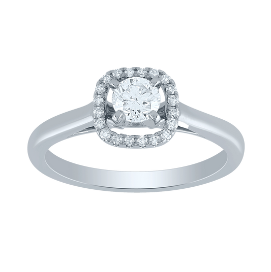 -Angeline- 14K White Gold Halo Diamond Engagement Ring (0.38 ct tw)
