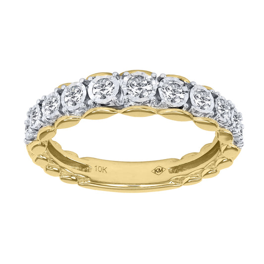 Diamond Anniversary Band In 10K Yellow and White Gold (0.40 ct tw)