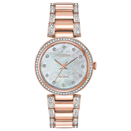 Citizen Eco-Drive Silhouette Crystal Rose Gold Tone | EM0843-51D