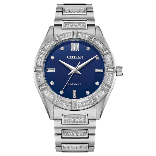Citizen Eco-Drive Silhouette Blue Dial Stainless Steel Bracelet EM1020-57L