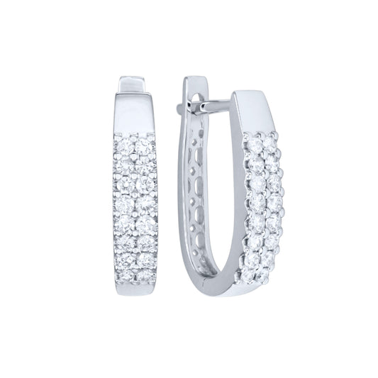 Double Row Diamond Hoop Earrings in 10K White Gold (0.40 ct tw)