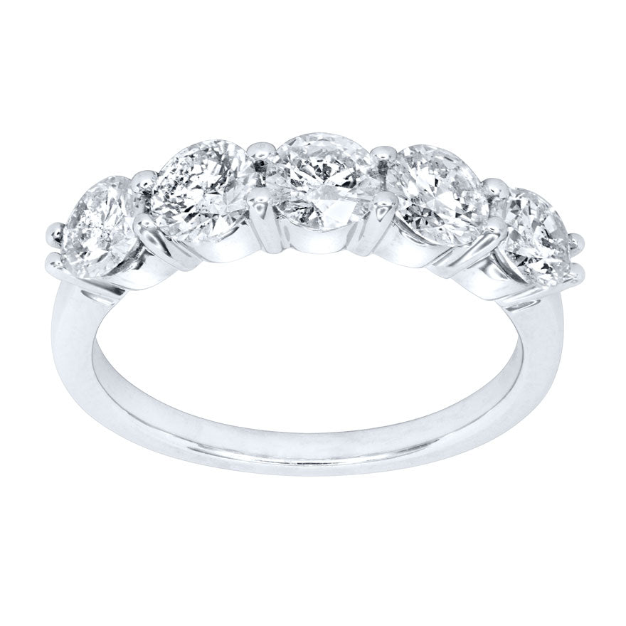 Five Stone Canadian Diamond Anniversary Ring in 14K White Gold