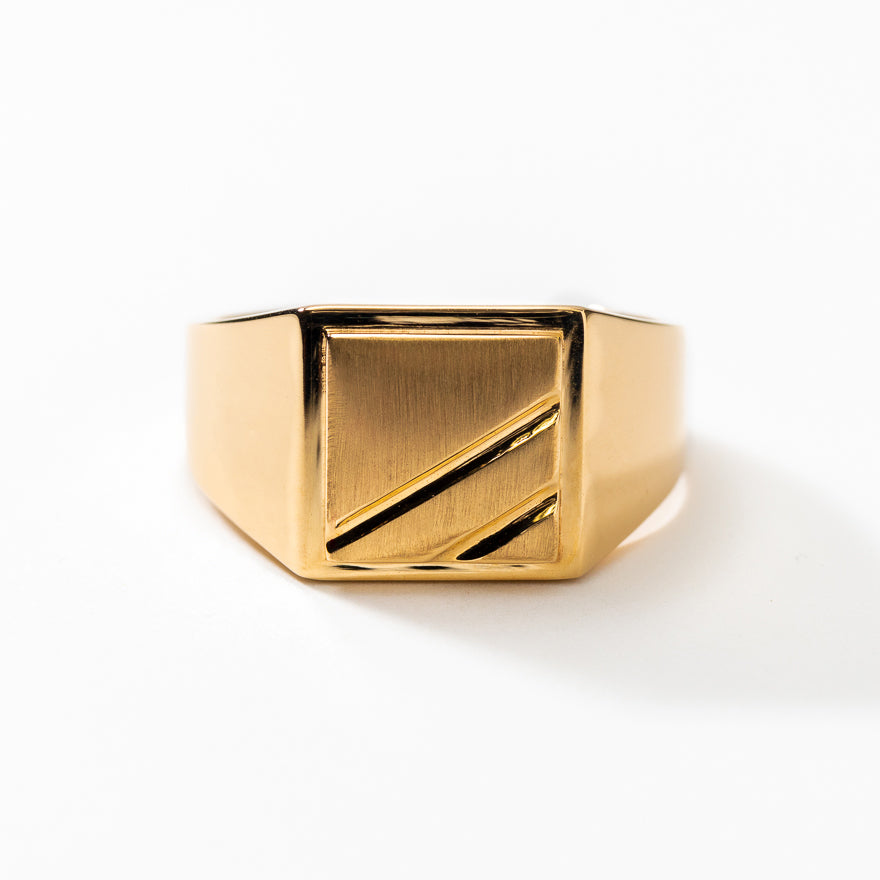 Men’s Square Signet Ring in 10K Yellow Gold