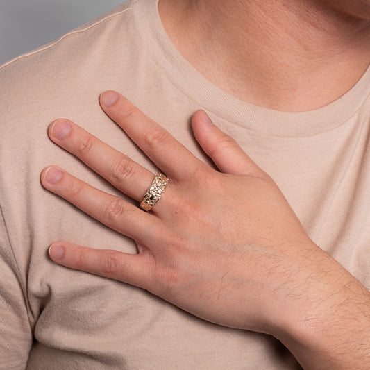 Men's Gold Nugget Ring in 10K Yellow Gold