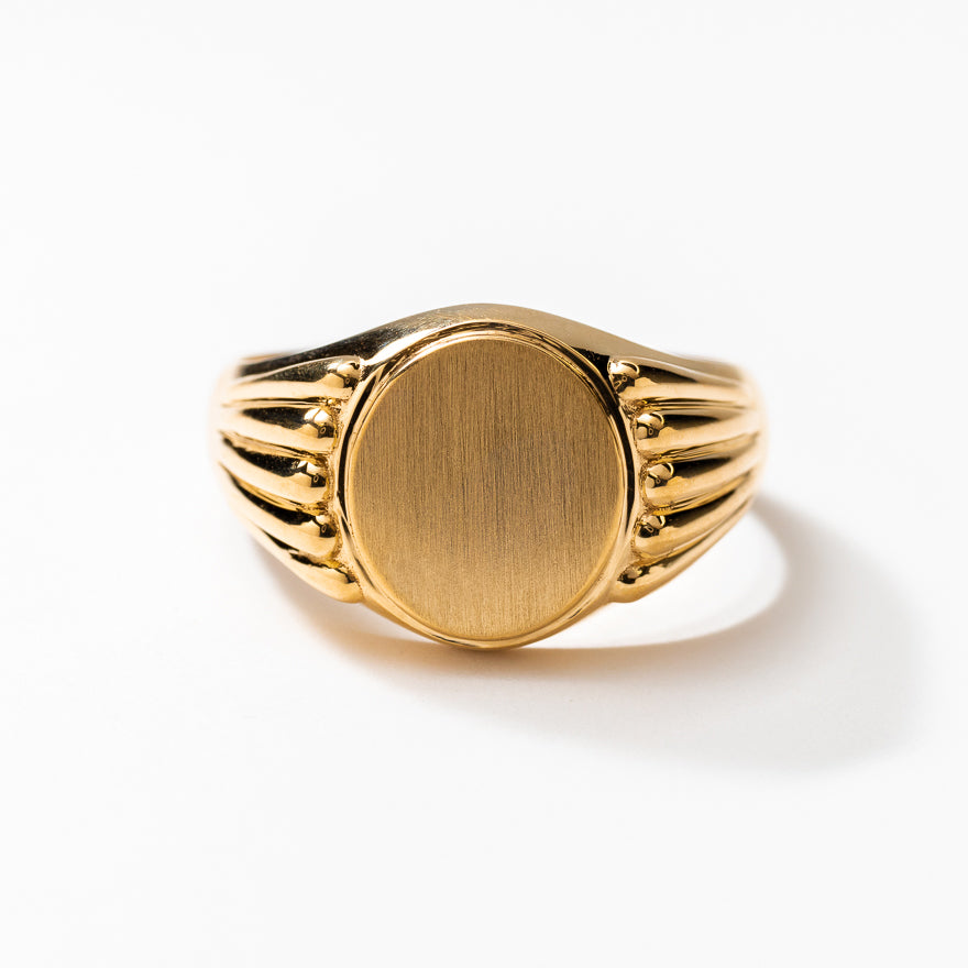 Men's Oval Signet Ring in 10K Yellow Gold - Main Image