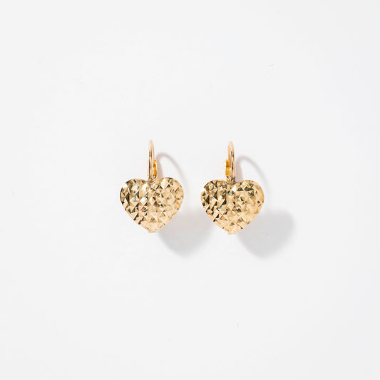 Puffed Heart Earrings in 10K Yellow Gold