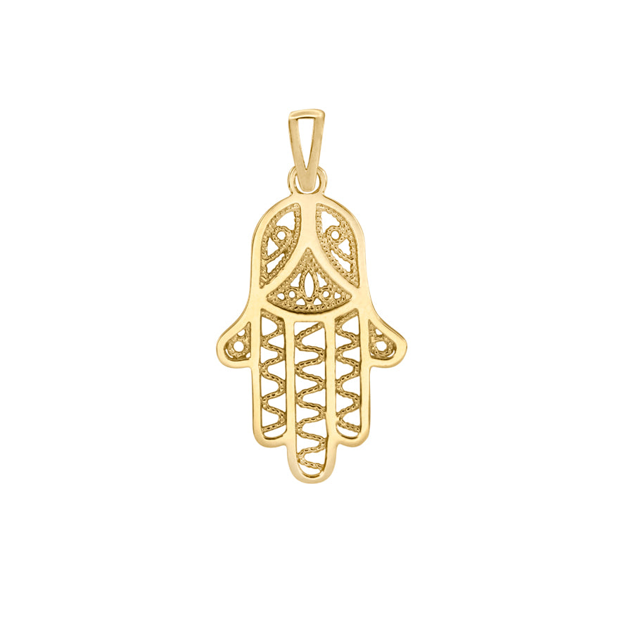 Lucchetta - 585 Gold Hamsa Fatima Hand Pendant, 0.47x0.66in - Faith And Protection - Women's Charms And Pendants Jewellery - Made In Italy - Foto 8