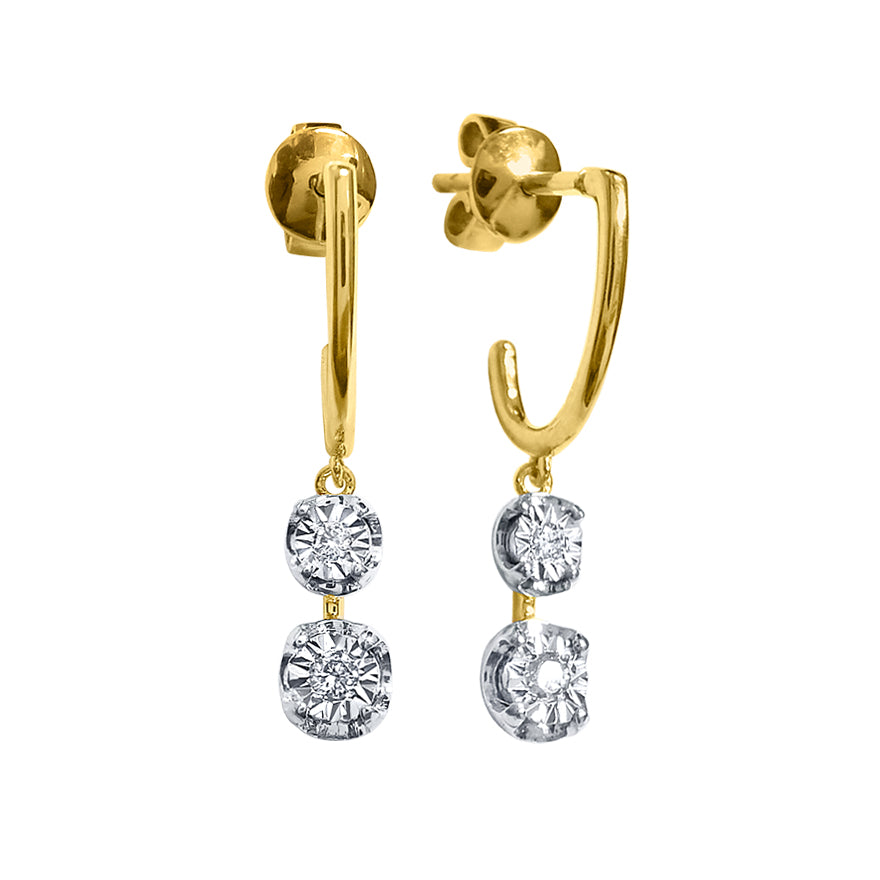 Offers 10K Yellow Gold Round Single Cut Diamond Dangle Earrings 0.24 Cts