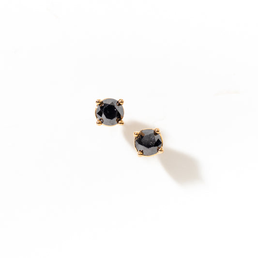 Black Diamond Stud Earrings in 10K Yellow Gold (1.00 ct tw)
