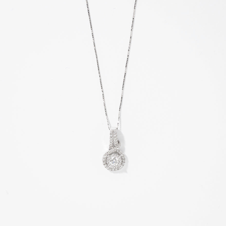 Diamond Cluster Necklace in 14K White Gold (0.50 ct tw)