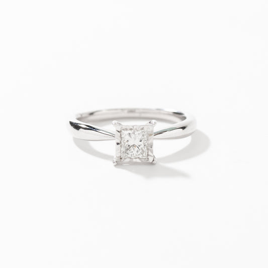 Princess Cut Diamond Engagement Ring in 14K White Gold (0.50 ct tw)