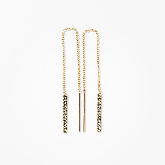 Pull Through Drop Earrings in 10K Yellow Gold
