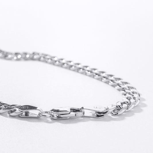 7mm Italian Silver Diamond Cut Curb Chain (24")