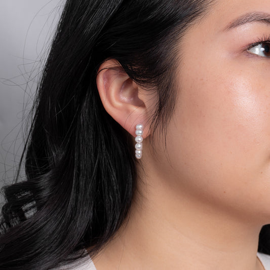 Pearl Hoop Earrings in 10K Yellow Gold