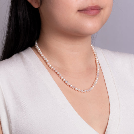 18" 5-5.5mm Cultured Pearl Strand Necklace in 14K Yellow Gold