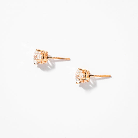Lab Grown Round Cut Diamond Stud Earrings in 14K Yellow Gold (2.00 ct tw)