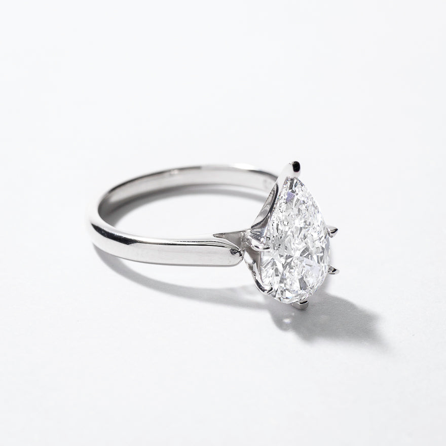 Lab Grown Pear Cut Diamond Engagement Ring in 14K White Gold (2.00 ct tw)