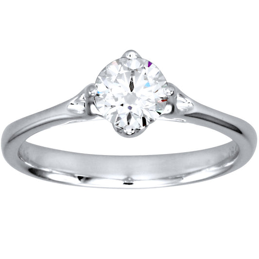 Lumina Ideal Cut Diamond Magnolia Solitaire Diamond Engagement Ring in 18K White Gold (0.50ct tw)