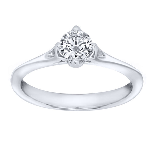 Lumina Ideal Cut Diamond Magnolia Solitaire Engagement Ring in 18K White Gold (0.40ct tw)