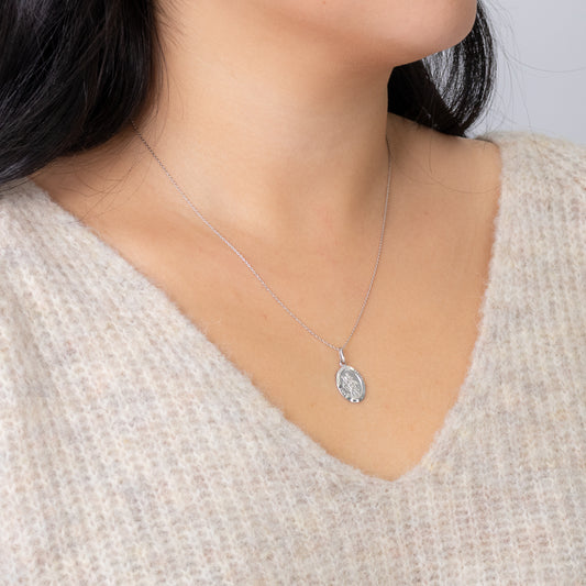 10K White Gold Saint Christopher Medal Charm