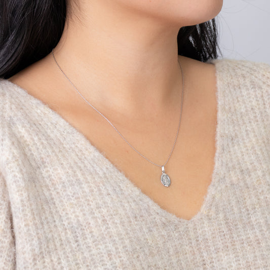 10K White Gold Saint Christopher Medal Charm