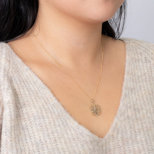 Tree Of Life Charm In 10K Yellow and White Gold