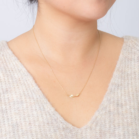 Twisted Leaf Pendant Necklace in 10K Yellow Gold