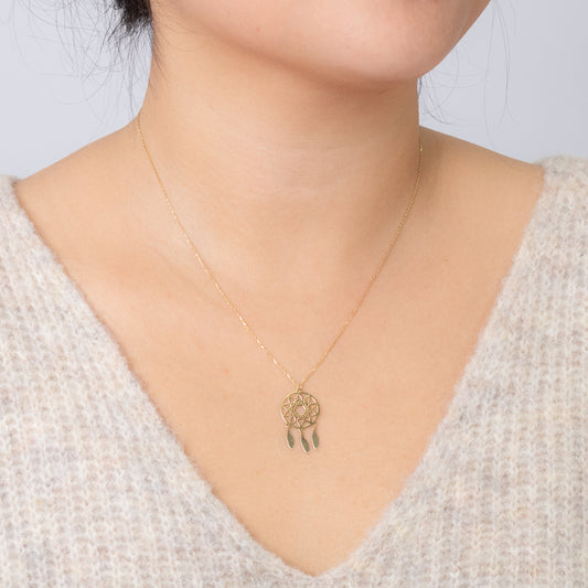 Dreamcatcher Pendant Necklace in 10K Yellow Gold