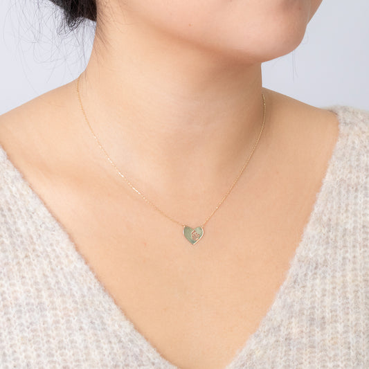 Heart Pendant Necklace With Open Rose Cut Out in 10K Yellow Gold