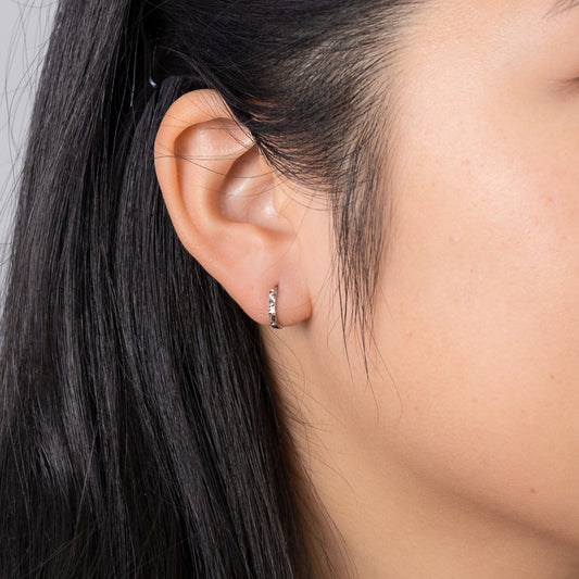 Diamond Cut Hoop Earrings 10K White Gold