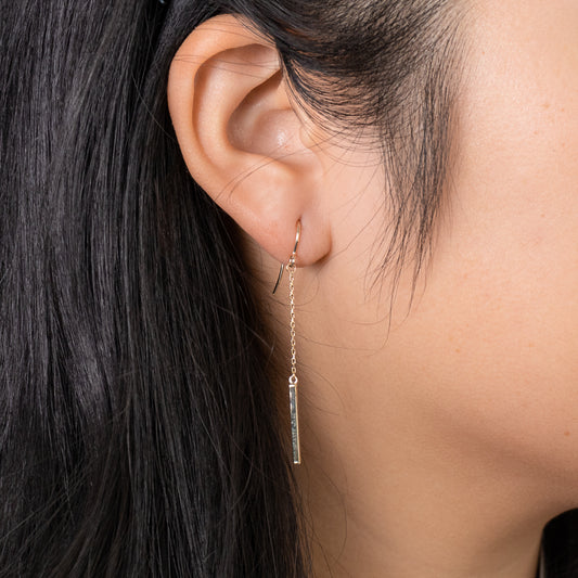Bar and Chain Drop Earrings in 10K Yellow Gold